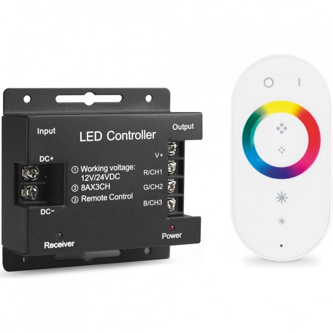 Контроллер GAUSS для RGB 288W 24А с сенсорным пультом управления цветом (белый) 201013288 Контроллер GAUSS для RGB 288W 24А с сенсорным пультом управления цветом (белый) 201013288