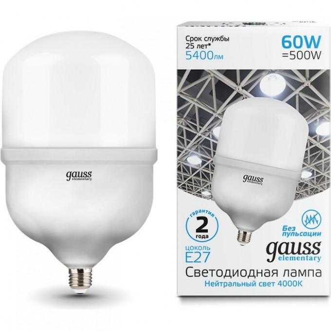 Лампа GAUSS ELEMENTARY LED T160 E27 60W 5400LM 63226 Лампа GAUSS ELEMENTARY LED T160 E27 60W 5400LM 63226
