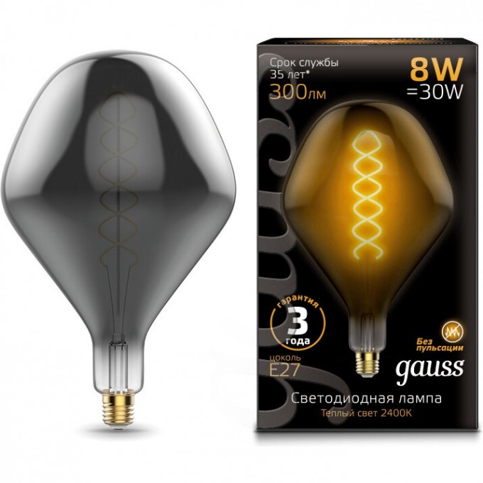 Лампа GAUSS LED VINTAGE BLACK FILAMENT FLEXIBLE SD160 8W E27 Gray 2400K 163802008 Лампа GAUSS LED VINTAGE BLACK FILAMENT FLEXIBLE SD160 8W E27 Gray 2400K 163802008