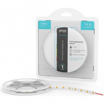 Лента GAUSS BASIC LED 2835/60 12V 4,8W/m 312lm/m 4000K 8mm IP20 3m Лента GAUSS BASIC LED 2835/60 12V 4,8W/m 312lm/m 4000K 8mm IP20 3m