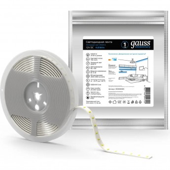 Лента GAUSS LED ELEMENTARY 2835/60 12V 4.8W 6500K 8mm IP20 5m (ZIP bag) Лента GAUSS LED ELEMENTARY 2835/60 12V 4.8W 6500K 8mm IP20 5m (ZIP bag)