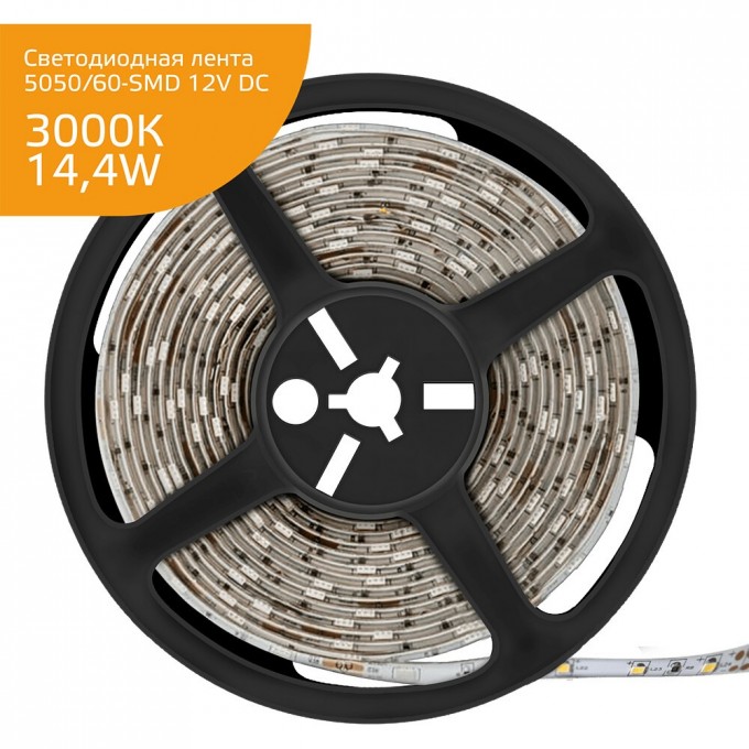 Лента GAUSS LED ELEMENTARY 5050/60-SMD 14.4W 12V DC IP20 (ZIP BAG 5 м) теплый белый 355000114