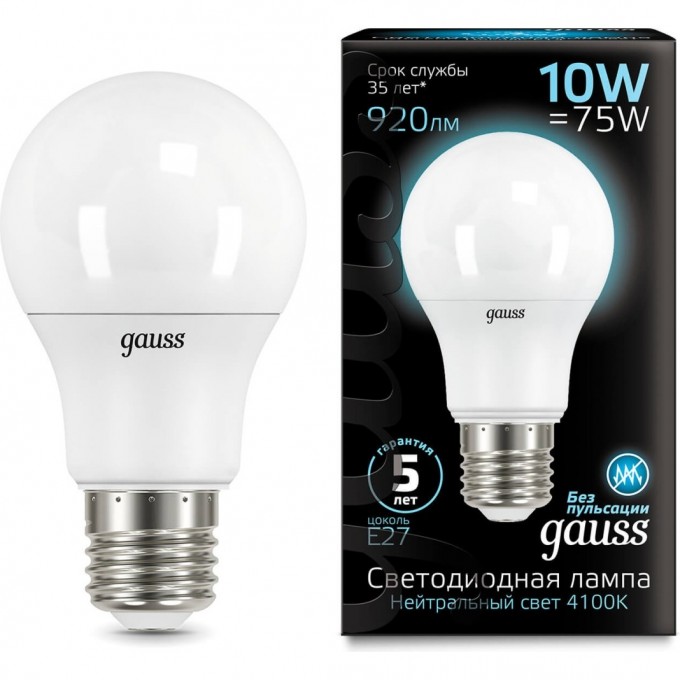 Сенсорная лампа GAUSS A60 10W 800lm 4100К E27 сенсор LED 1/10/100 102502210-M Сенсорная лампа GAUSS A60 10W 800lm 4100К E27 сенсор LED 1/10/100 102502210-M