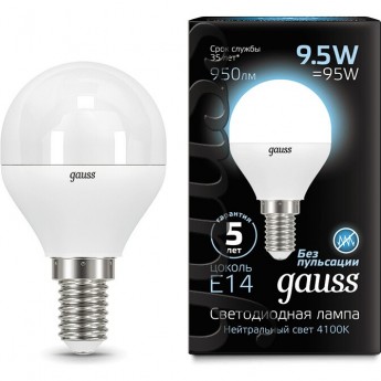Светодиодная лампа GAUSS LED BLACK GLOBE E14 9.5W 4100K Светодиодная лампа GAUSS LED BLACK GLOBE E14 9.5W 4100K